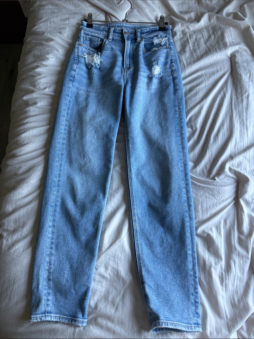 High-Rise Light Blue Distressed Women's Jeans